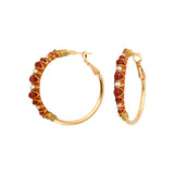 Boucles d'oreilles créoles Salina perles et pierres de couleur - orange Cornaline