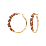 Boucles d'oreilles créoles Salina perles et pierres de couleur - rouge Grenat