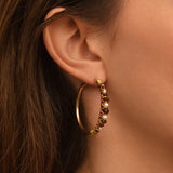 Boucles d'oreilles créoles Salina perles et pierres de couleur - rouge Grenat