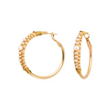 Boucles d'oreilles créoles Salina perles et hématites dorées - blanc Perle