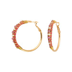 Boucles d'oreilles créoles Salina perles et pierres de couleur - rose Pink tourmaline