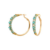 Boucles d'oreilles créoles Salina perles et pierres de couleur - bleu Turquoise