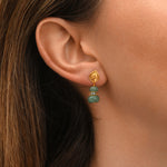 Boucles d'oreilles dormeuses Avola quartz teintés et zirconiums - bleu Bleu