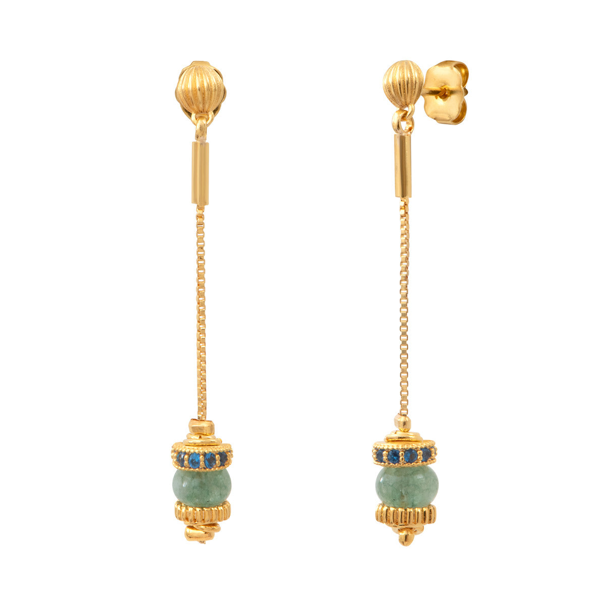 Boucles d'oreilles longues à tiges percées Avola en quartz teinté - bleu Bleu