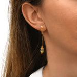 Boucles d'oreilles longues à tiges percées Avola en quartz teinté - bleu Bleu