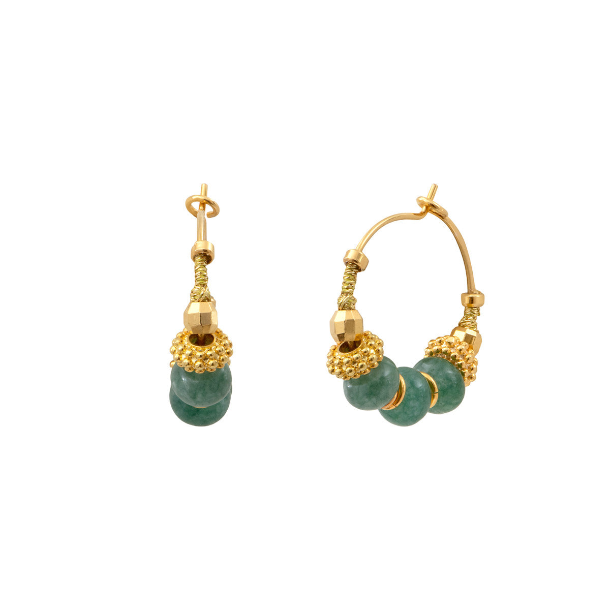 Mini boucles d'oreilles créoles Avola en métal doré et quartz teinté - bleu Bleu