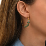 Boucles d'oreilles créoles Avola en métal doré et quartz teinté - bleu Bleu