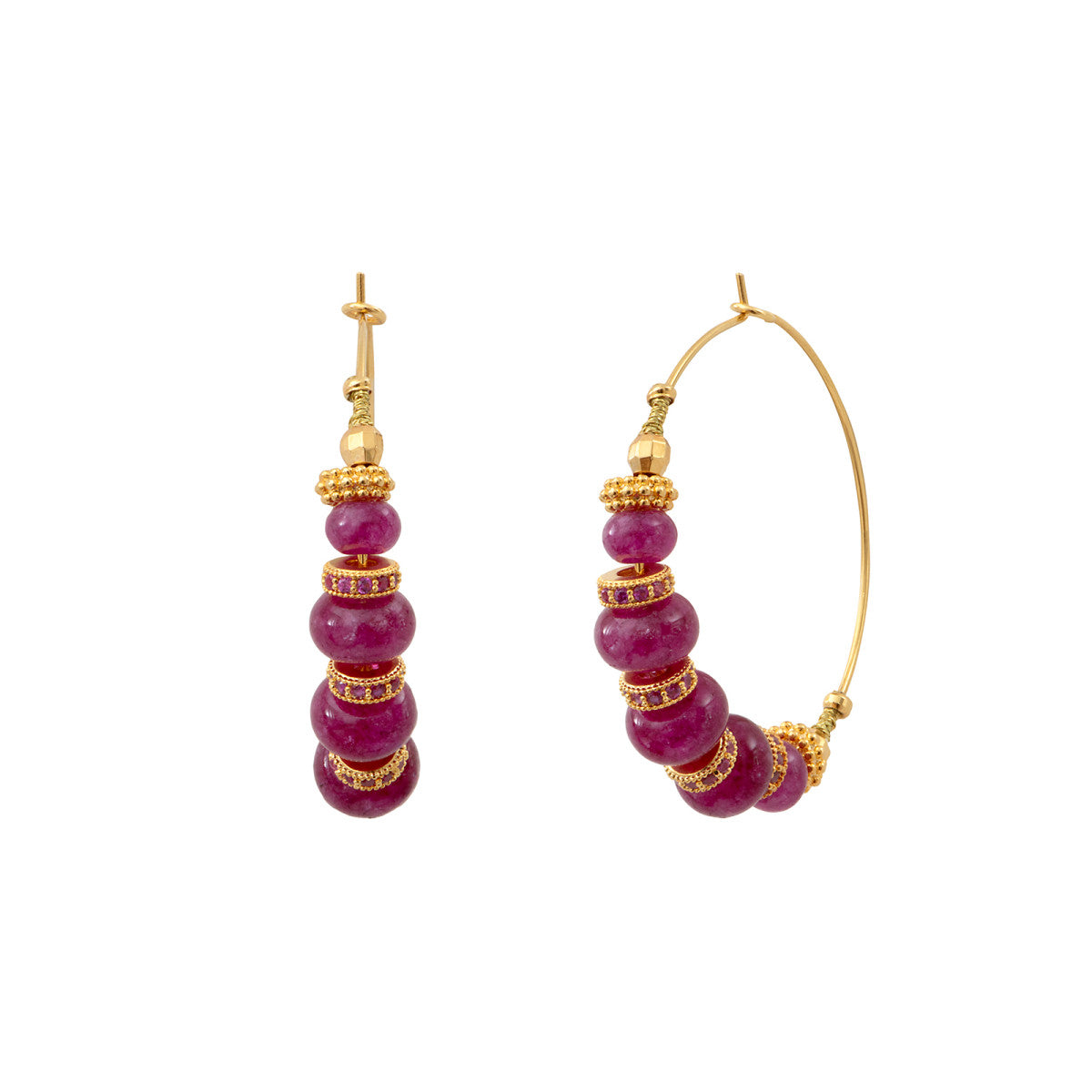 Boucles d'oreilles créoles Avola en métal doré et quartz teinté - violet Violet