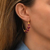 Boucles d'oreilles créoles Avola en métal doré et quartz teinté - violet Violet