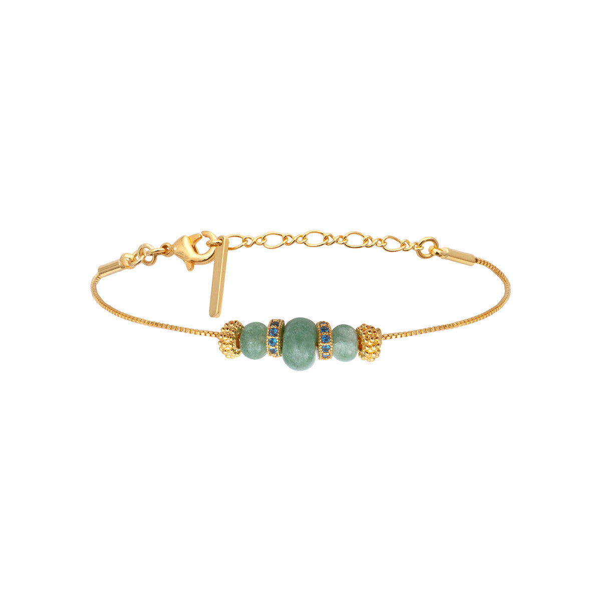Bracelet fin réglable Avola en métal doré et quartz teinté - bleu Bleu