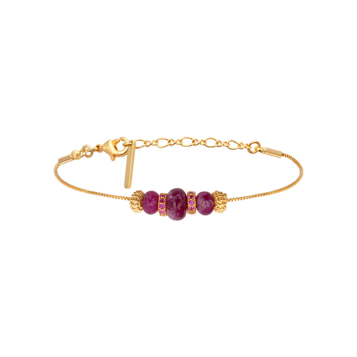 Bracelet fin réglable Avola en métal doré et quartz teinté - violet Violet