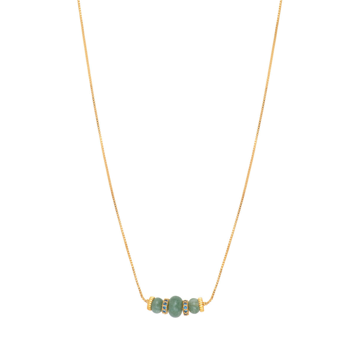 Collier pendentif réglable Avola perles en quartz teinté - bleu Bleu