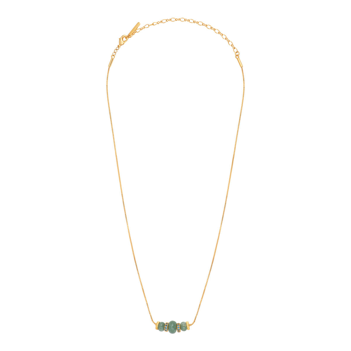 Collier pendentif réglable Avola perles en quartz teinté - bleu Bleu