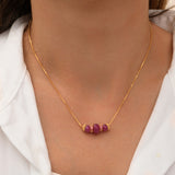 Collier pendentif réglable Avola perles en quartz teinté - violet Violet