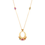 Collier sautoir réglable Avola métal doré et quartz teinté - multicolore Multi
