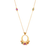 Collier sautoir réglable Avola métal doré et quartz teinté - multicolore Multi