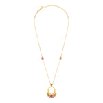 Collier sautoir réglable Avola métal doré et quartz teinté - multicolore Multi