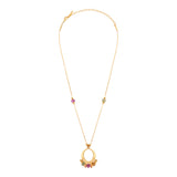 Collier sautoir réglable Avola métal doré et quartz teinté - multicolore Multi