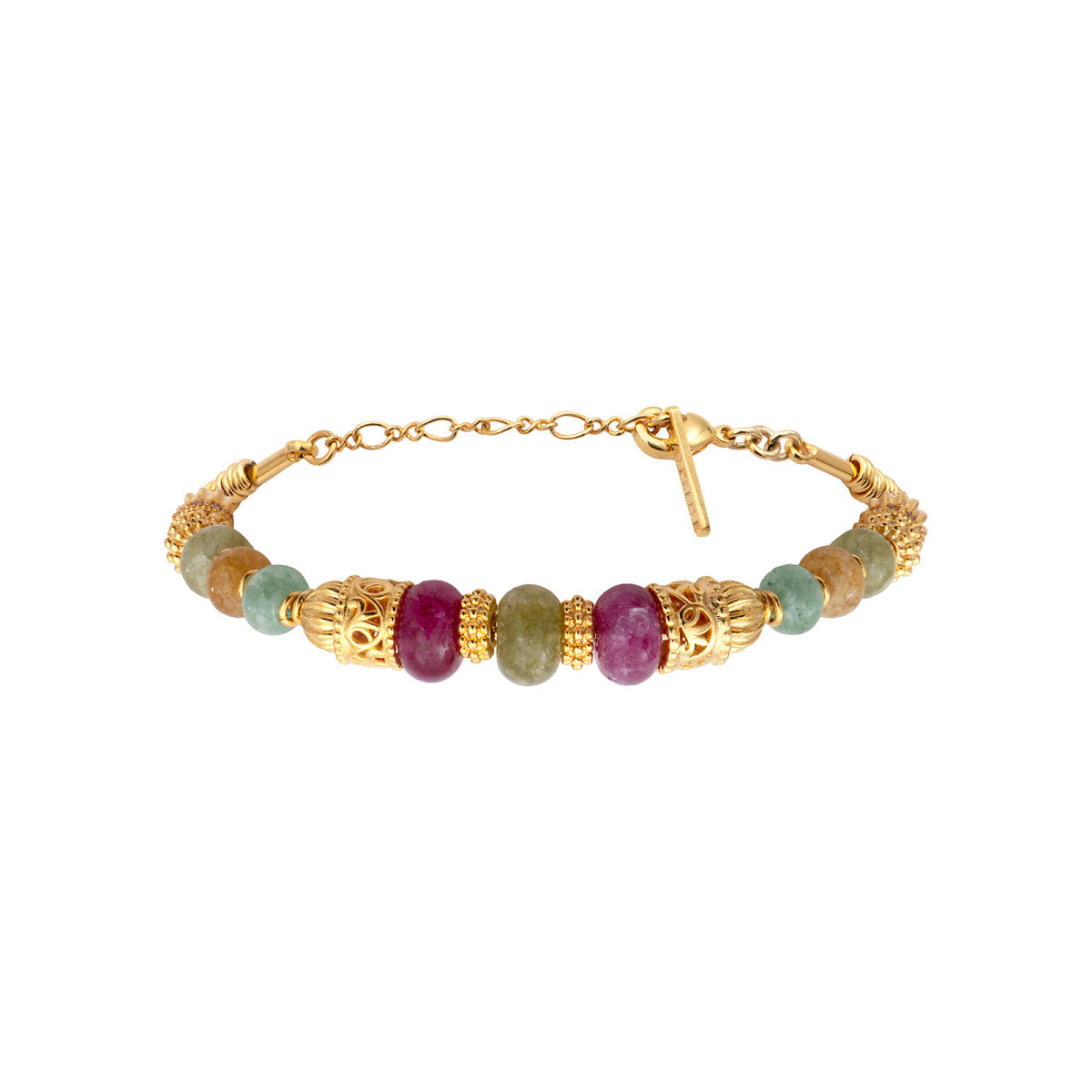 Bracelet de perles réglable Avola en quartz teinté - multicolore Multi