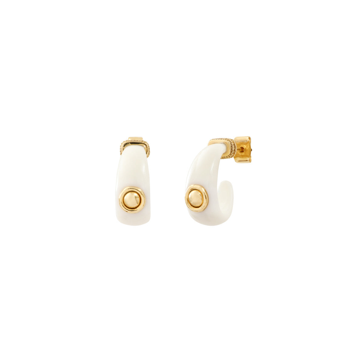 Mini boucles d'oreilles créoles tiges percées Masseria en résine - blanc Blanc