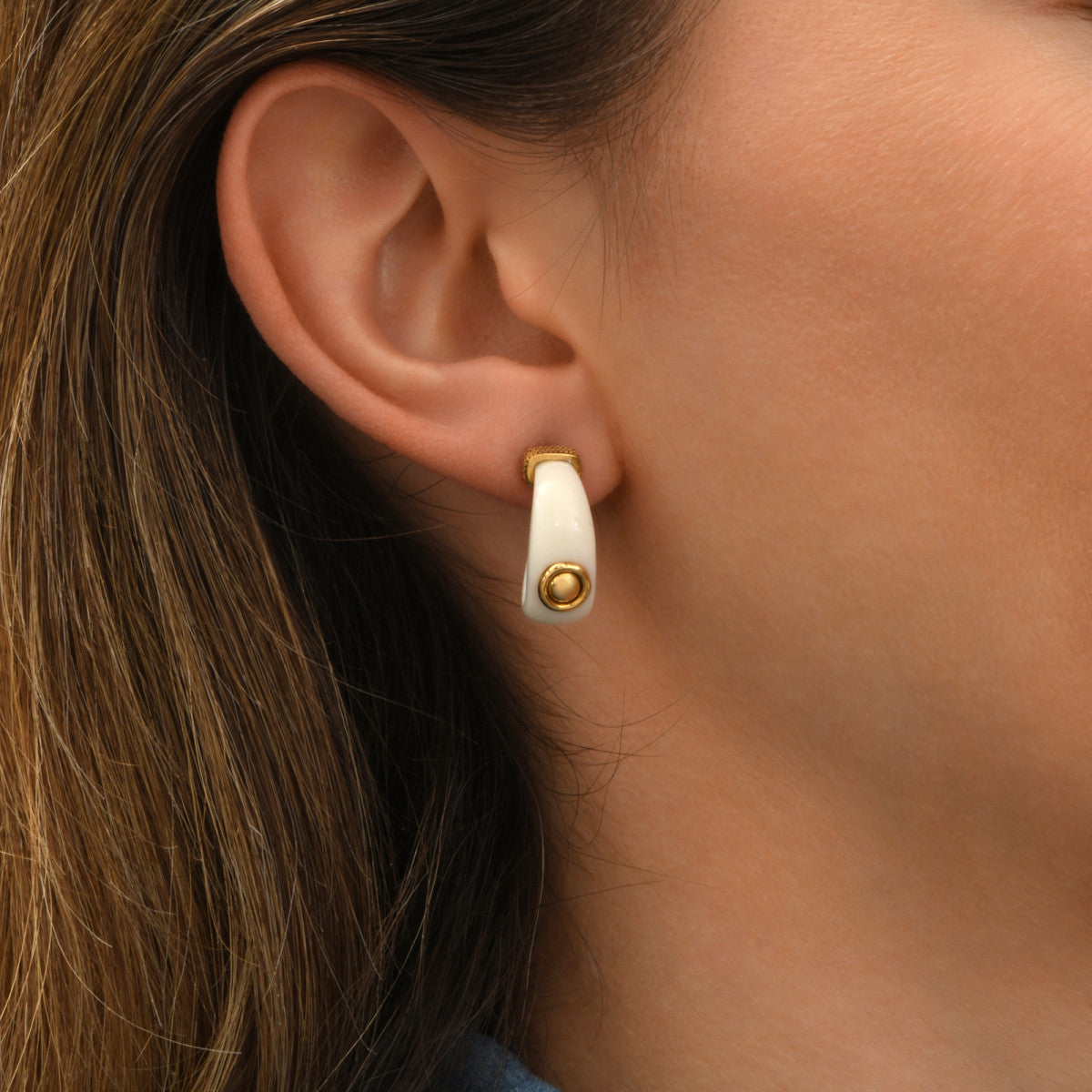 Mini boucles d'oreilles créoles tiges percées Masseria en résine - blanc Blanc