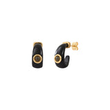 Mini boucles d'oreilles créoles tiges percées Masseria en résine et onyx - noir Noir