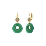 Boucles d'oreilles dormeuses Masseria en résine et labradorite - vert Emeraude