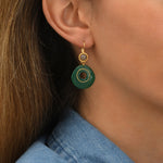 Boucles d'oreilles dormeuses Masseria en résine et labradorite - vert Emeraude