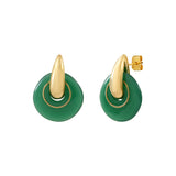 Petites boucles d'oreilles rondes à tiges percées Masseria en résine - vert Emeraude