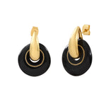 Petites boucles d'oreilles rondes à tiges percées Masseria en résine - noir Noir