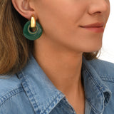 Boucles d'oreilles clips rondes Masseria en résine - vert Emeraude