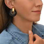 Boucles d'oreilles clips rondes Masseria en résine - noir Noir