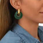 Boucles d'oreilles à tiges percées rondes Masseria en résine - vert Emeraude