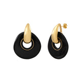 Boucles d'oreilles à tiges percées rondes Masseria en résine - noir Noir