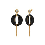 Boucles d'oreilles tiges percées longues Masseria en résine pompon doré - noir Noir