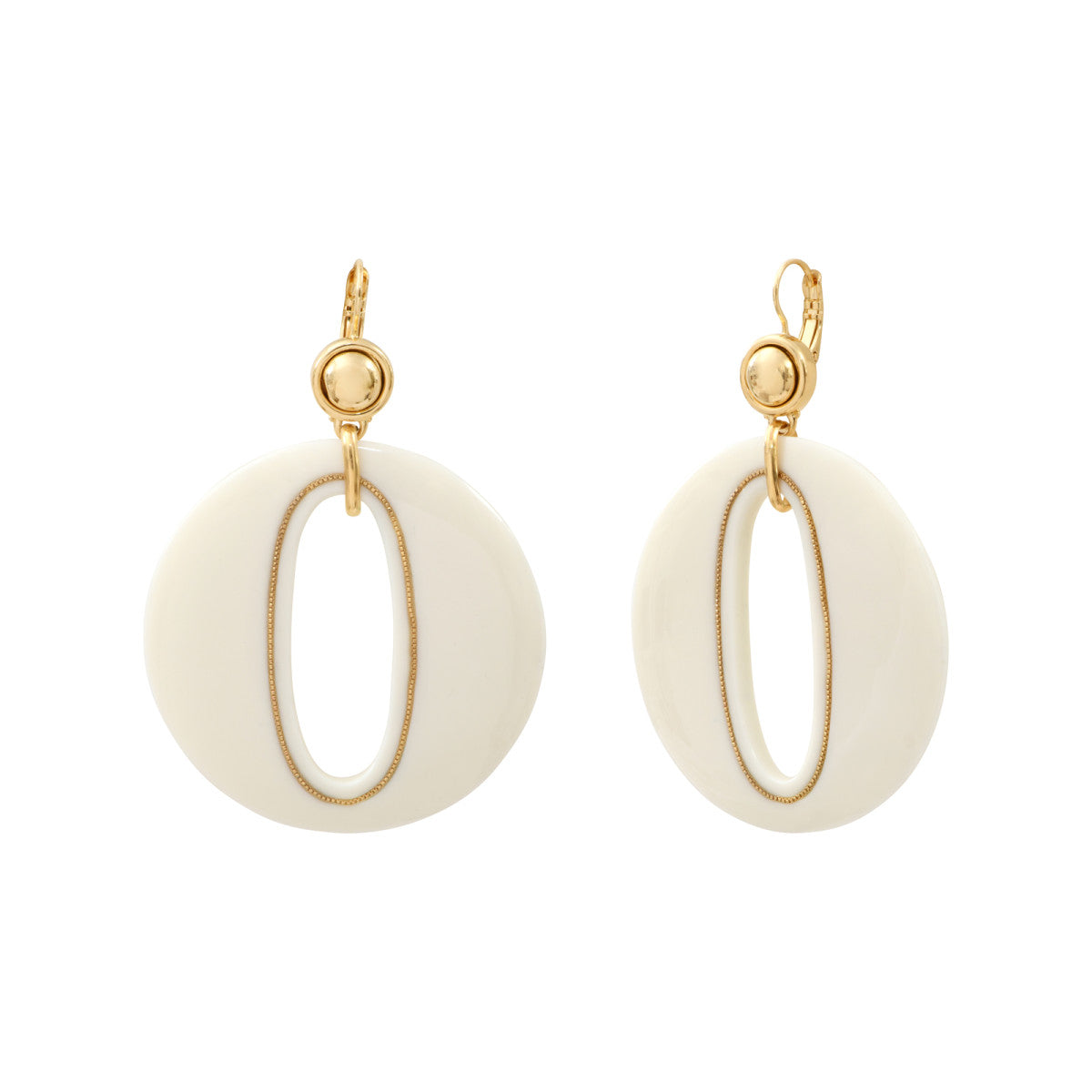 Grosse boucles d'oreilles dormeuses Masseria en résine percée - blanc Blanc