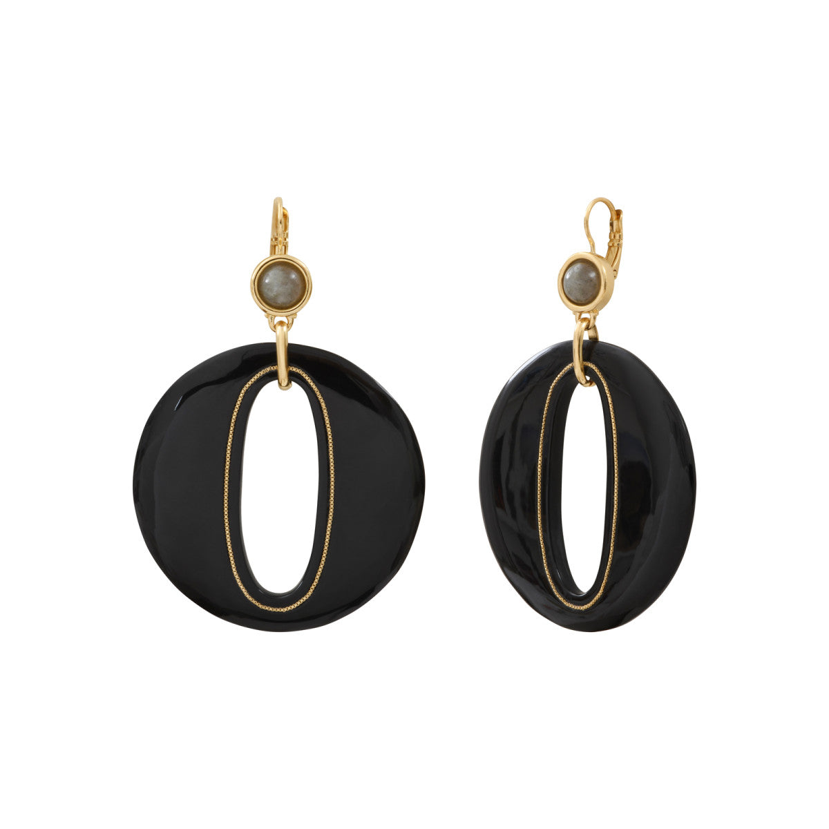Grosse boucles d'oreilles dormeuses Masseria en résine percée - noir Noir