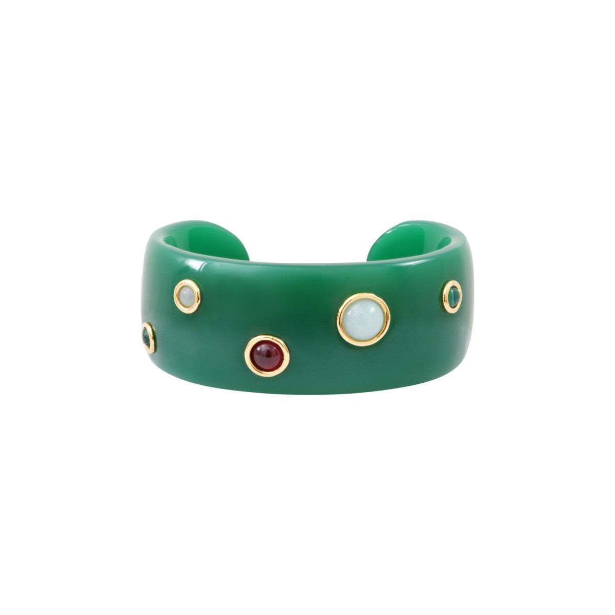 Bracelet manchette Masseria M en résine et pierres dures - vert Emeraude