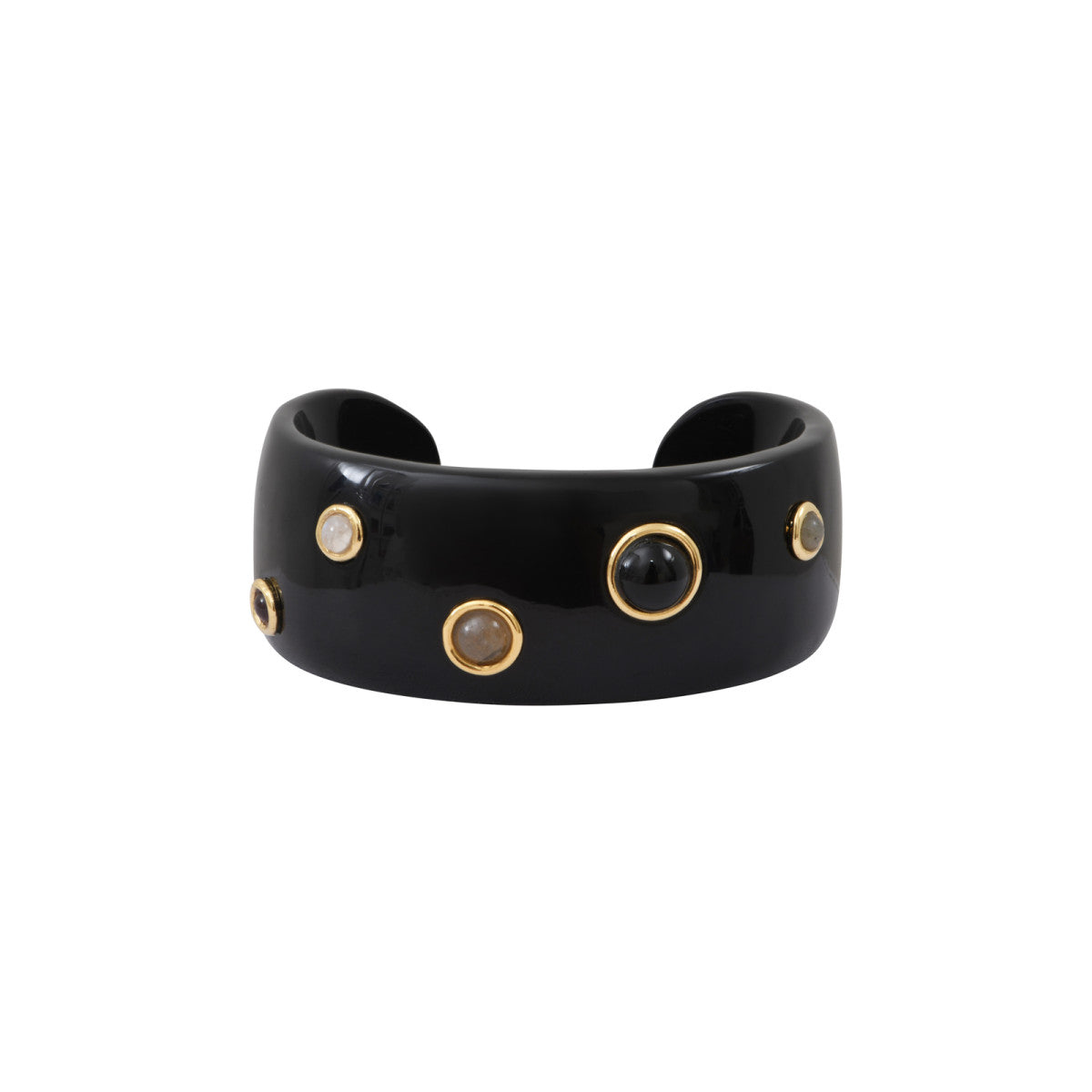Bracelet manchette Masseria M en résine et pierres dures - noir Noir