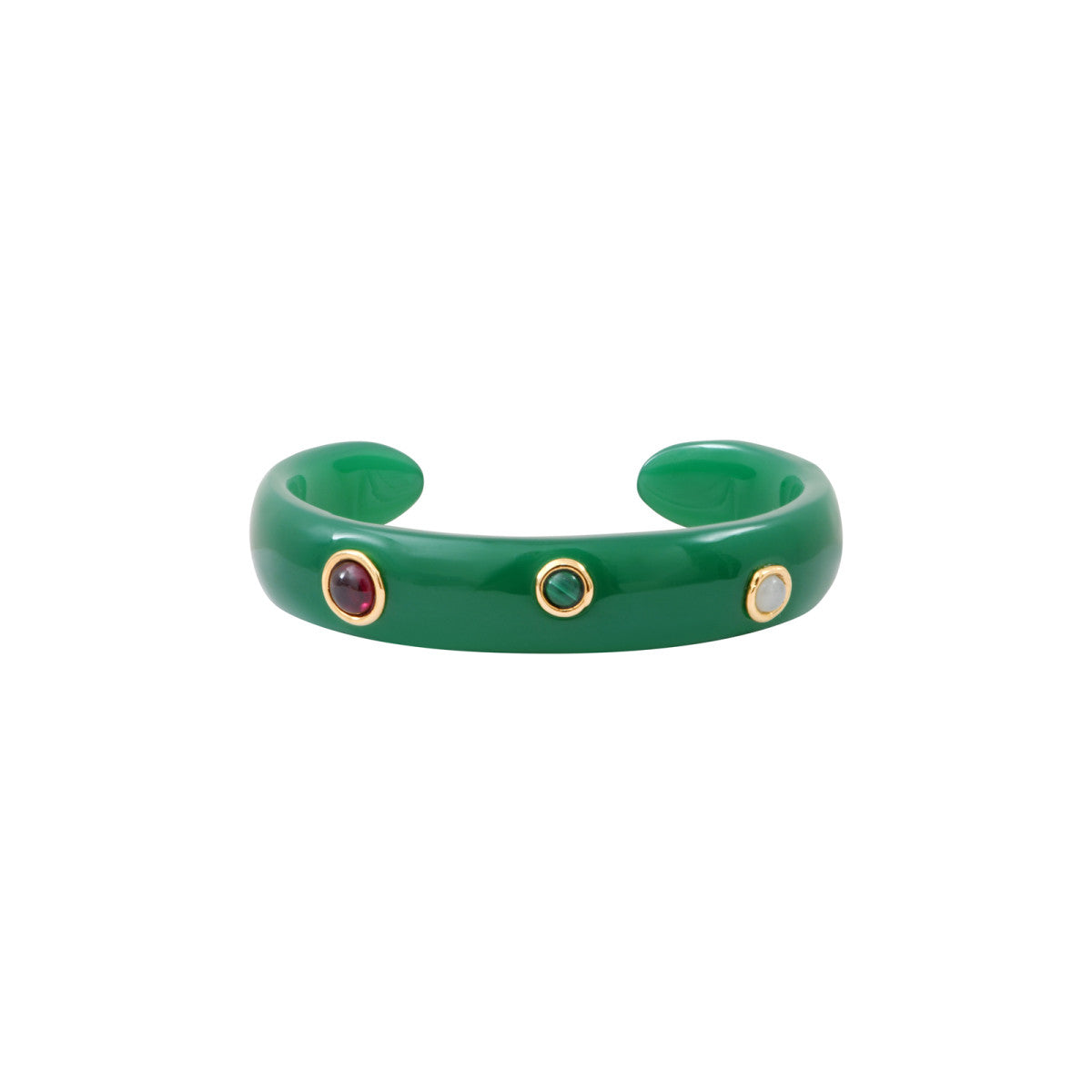 Bracelet jonc Masseria M en résine et pierres dures - vert Emeraude