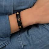 Bracelet jonc Masseria M en résine et pierres dures - noir Noir