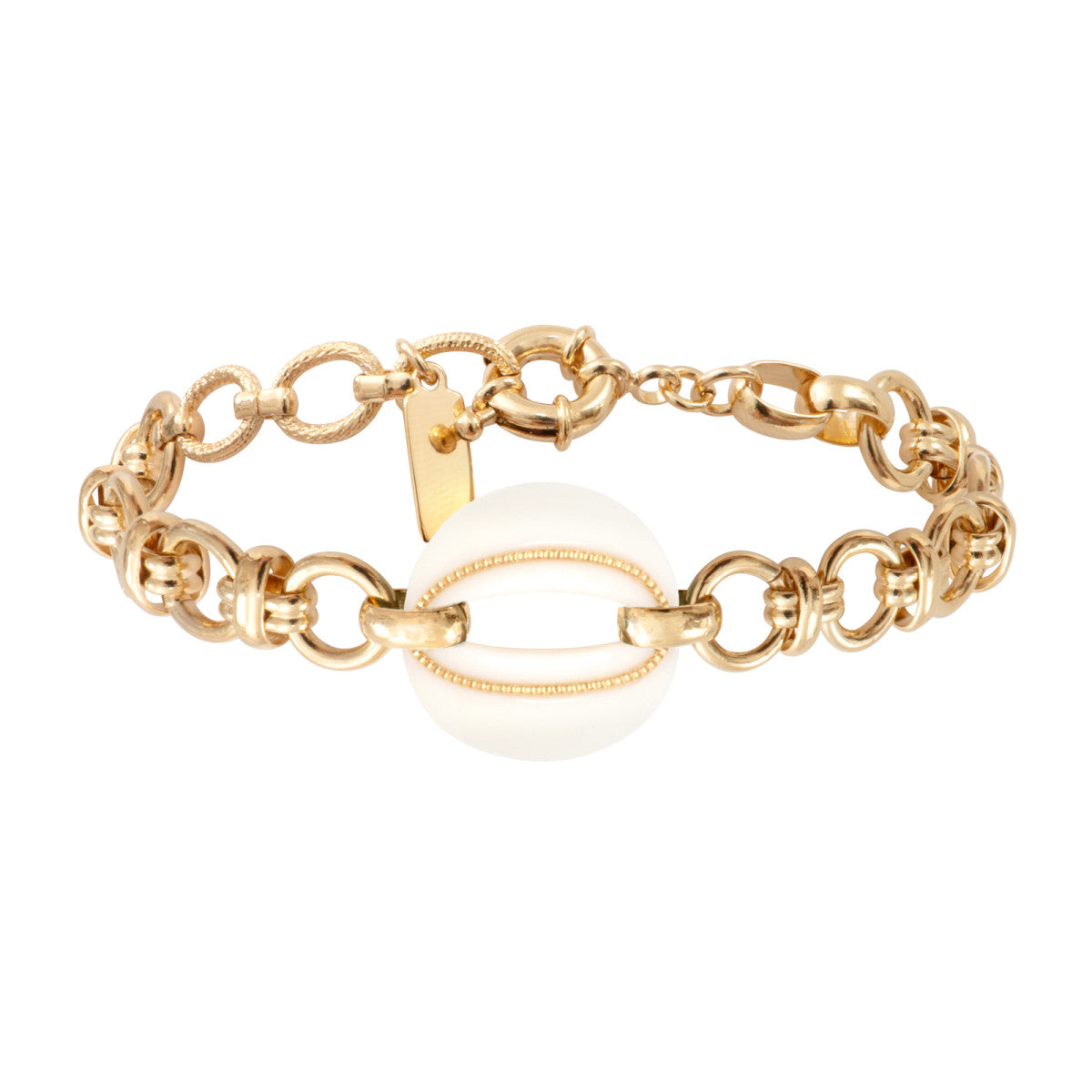 Bracelet chaîne Masseria en métal doré et maillon résine - blanc Blanc