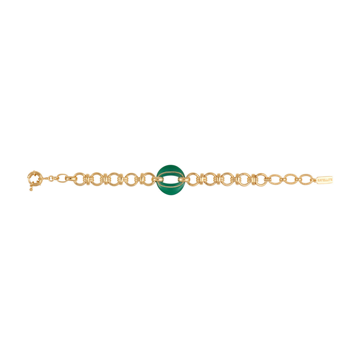 Bracelet chaîne Masseria en métal doré et maillon résine - vert Emeraude