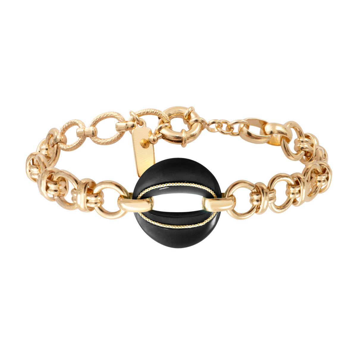 Bracelet chaîne Masseria en métal doré et maillon résine - noir Noir