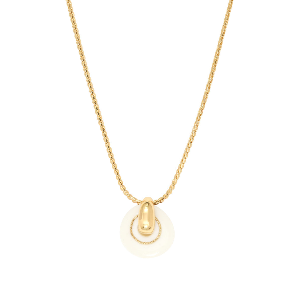 Collier pendentif réglable Masseria en métal doré et résine - blanc Blanc