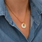 Collier pendentif réglable Masseria en métal doré et résine - blanc Blanc