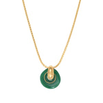 Collier pendentif réglable Masseria en métal doré et résine - vert Emeraude