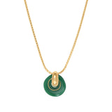 Collier pendentif réglable Masseria en métal doré et résine - vert Emeraude