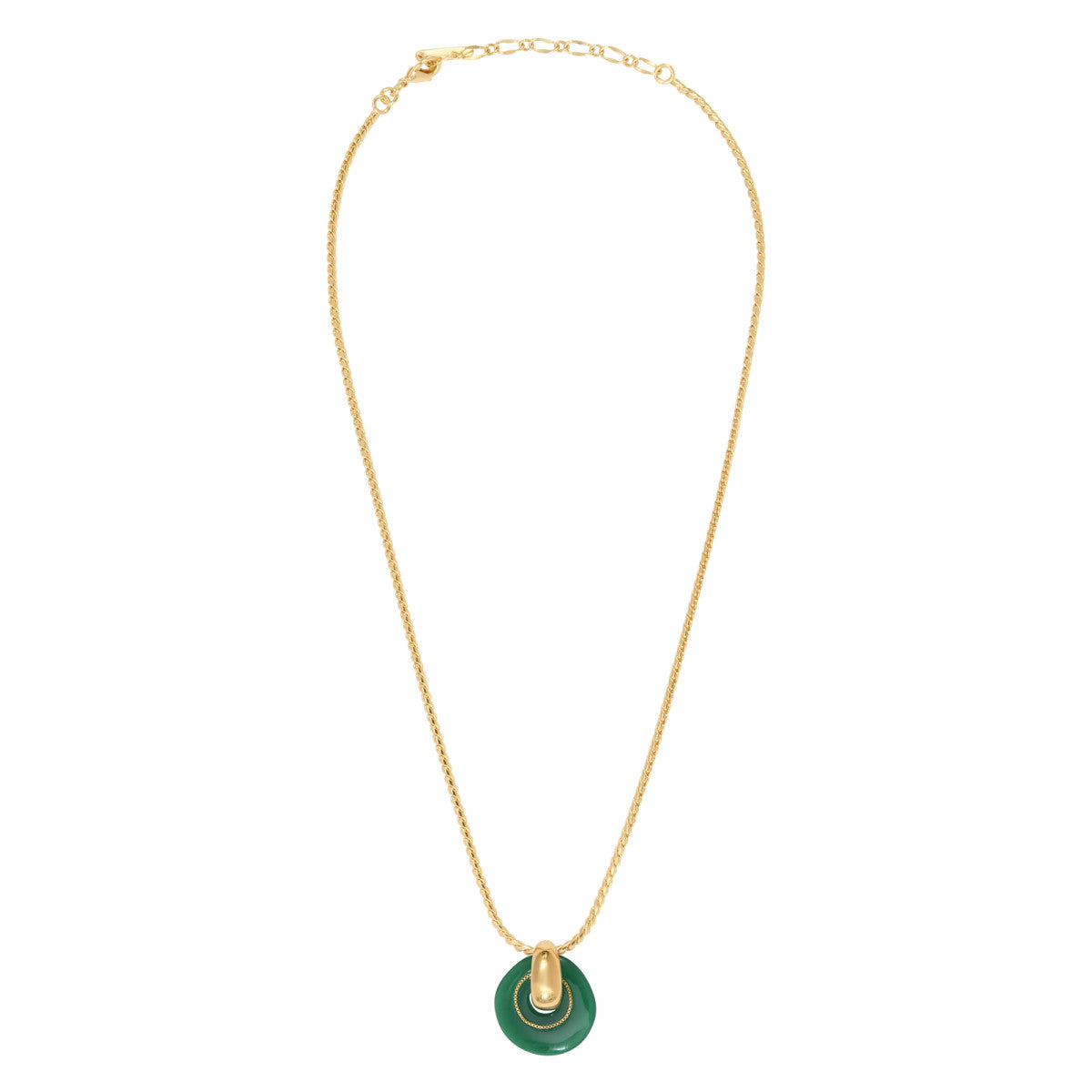 Collier pendentif réglable Masseria en métal doré et résine - vert Emeraude