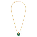 Collier pendentif réglable Masseria en métal doré et résine - vert Emeraude